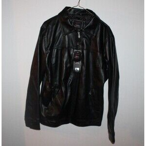 New R Rosso Black & Gold Black Leather Jacket Size M Medium Italy Bomber